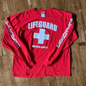 Lifeguard Red Long Sleeve t-shirt size Mens Large